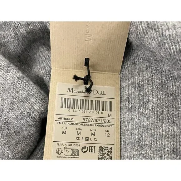 Massimo Dutti Women Sweater M Medium Knit Gray Crop shoulder seams 5727/621 NWT - Picture 5 of 7